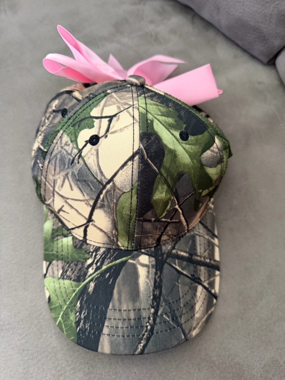 AKIRA Green Camo Cap with Pink Bow Accent